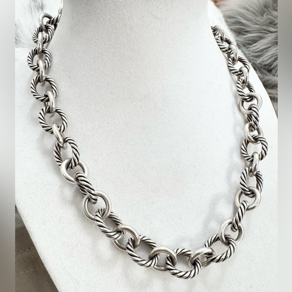 David Yurman 12mm Oval Link Chain Necklace .925 18” - Picture 2 of 9